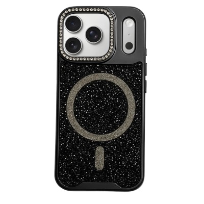 iPhone 17 Pro Max Glitter case w/Magnetic Ring Black(Premium