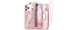 iPhone 17 Pro Max Glitter case w/Magnetic Ring Pink(Premium