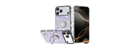 iPhone 17 Pro Max Glitter w/Diamonds Edges Ring Stand Bling