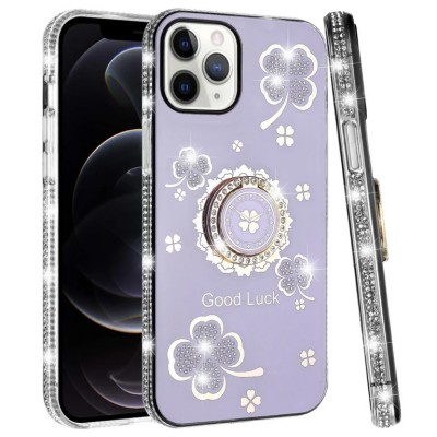 iPhone 17 Pro Max Glitter w/Diamonds Edges Ring Stand Bling