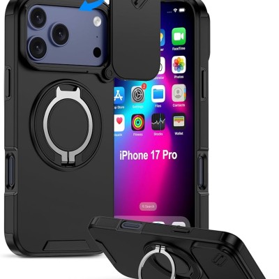 iPhone 17 Pro Max Heavy Duty Magnet Ring Stand w/ Sliding Camera Cover(Premium Package)