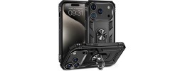 iPhone 17 Pro Max Hybrid Dual Layer Case w/Metal Ring Black(Premium Package)