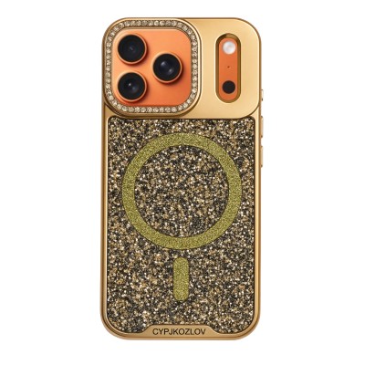 iPhone 17 Pro Max Premium case w/Glitter Magnetic Ring Gold