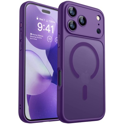 iPhone 17 Pro Max Translucent Case w/ Magnetic Ring Purple(P