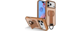 iPhone 17 Pro Max Translucent Magnetic Ring Stand Case Brown