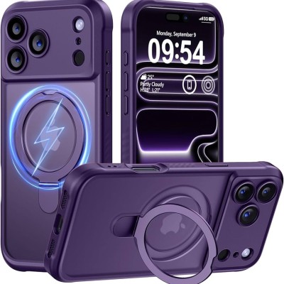 iPhone 17 Pro Max Translucent Magnetic Ring Stand Case Purpl
