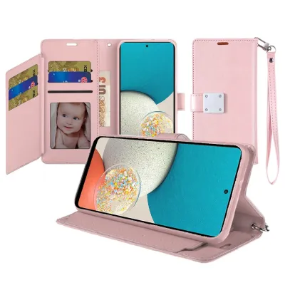 iPhone 15 Wallet ID Card Holder Case Cover - Rose Gold