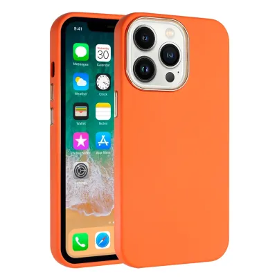 iPhone 15 Classy Slick Chromed Around Hybrid Case Cover - Orange