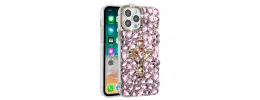 iPhone 15 Plus Cross Full Diamond Bling Case Cover - Pink