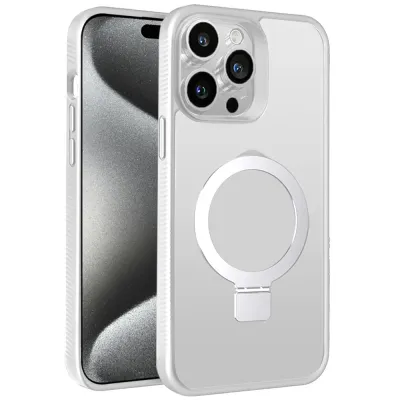 iPhone 15 Skin Touch Feel HQ [Magnetic Circle] Kickstand Hybrid - Matte Clear