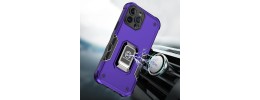 iPhone 15 OPTIMUM Magnetic Ring Stand Hybrid Case Cover - Dark Purple