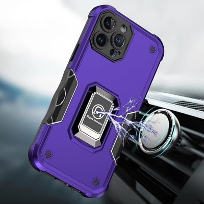 iPhone 15 OPTIMUM Magnetic Ring Stand Hybrid Case Cover - Dark Purple