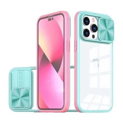 iPhone 15 Fusion Transparent Clear Hybrid Case Cover - Pink/Blue