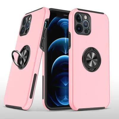 iPhone 15 CHIEF Oil Painted Magnetic Ring Stand Hybrid Case Cover - Pink