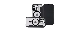 iPhone 15 Plus Flap [Magnetic Circle] Transparent Hybrid - Black