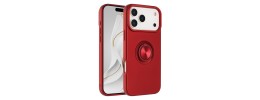 iPhone 17 Pro Max Oil Painted Case w/Flat Magnetic Ring Stand Red (Premium Package)