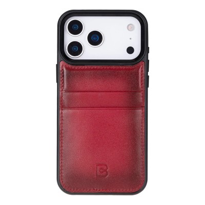 iPhone 17 Pro Max luxurious synthetic PU leather 6 Card Slots Infolio, Red(Premium Package)