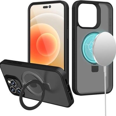 iPhone 15 Skin Touch Feel HQ [Magnetic Circle] Kickstand Hybrid - Black